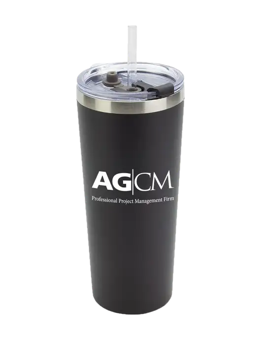 Brighton Black 20 oz Insulated Tumbler & Straw w/AG|CM Logo