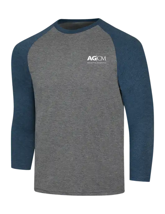Simply Soft 3/4 Sleeve Navy Frost/Grey Frost Ring Spun Cotton T-Shirt w/AG|CM Logo