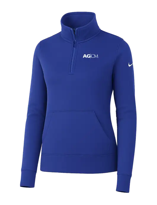 Nike Womens Royal Club Fleece Sleeve Swoosh 1/2-Zip w/AG|CM Logo