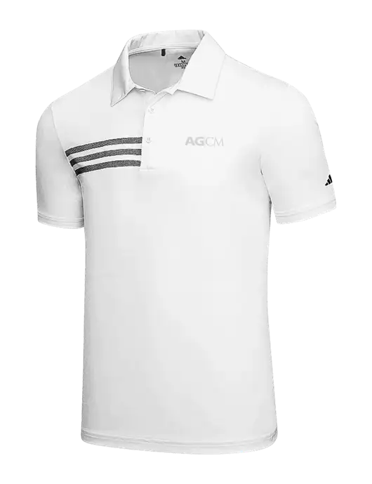 Adidas White 3 Stripes Chest Polo w/AG|CM Logo