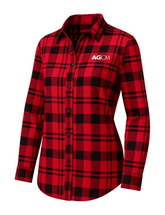 Womens Red/Black Plaid Flannel Tunic w/AG|CM Logo