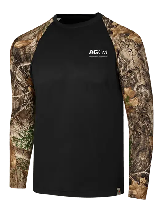 Russell Outdoors Black/Realtree Edge Camo Colorblock Performance Long Sleeve T-Shirt w/AG|CM Logo
