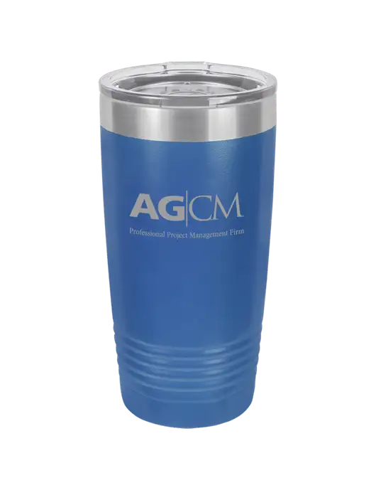 Polar Camel 20 oz Powder Coated Royal Vacuum Insulated Tumbler w/AG|CM Logo