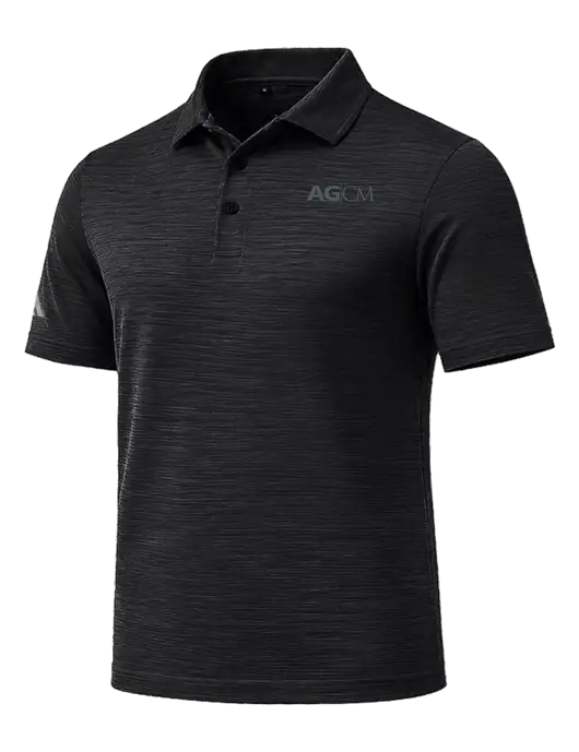 Adidas Black Textured Stripe Polo w/AG|CM Logo