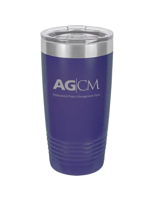 Polar Camel 20 oz Powder Coated Purple Vacuum Insulated Tumbler w/AG|CM Logo