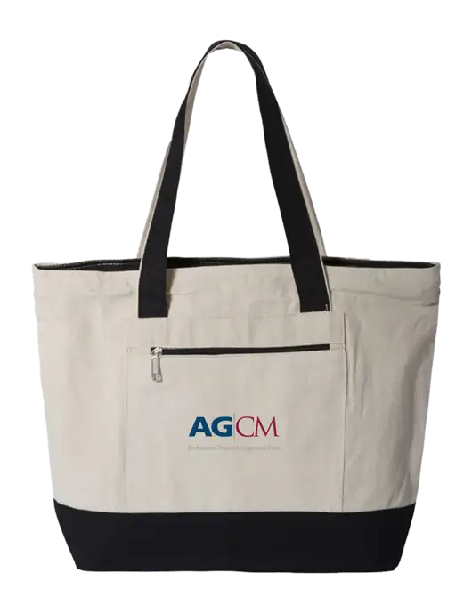 Natural/Black Zippered Tote  w/AG|CM Logo