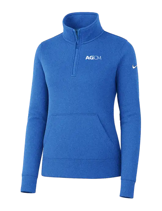 Nike Womens Light Royal Heather Club Fleece Sleeve Swoosh 1/2-Zip w/AG|CM Logo