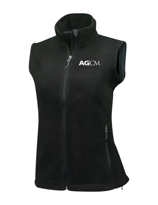 Womens Black Fleece Vest w/AG|CM Logo