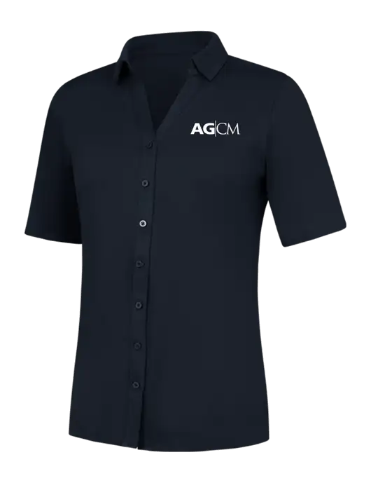 Womens Navy City Stretch Top w/AG|CM Logo