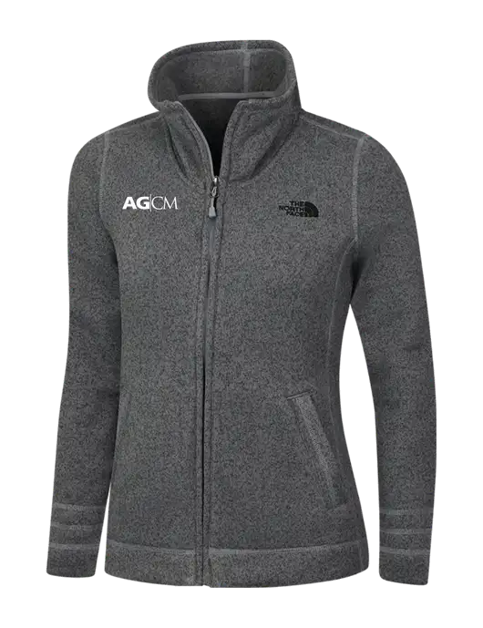 North Face Womens Medium Grey Heather Sweater Fleece Jacket w/AG|CM Logo