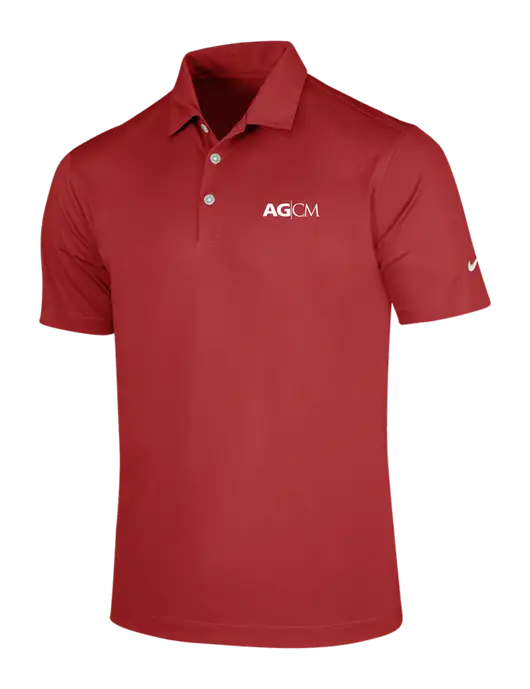 NIKE Red Dri-Fit Vertical Mesh Polo w/AG|CM Logo