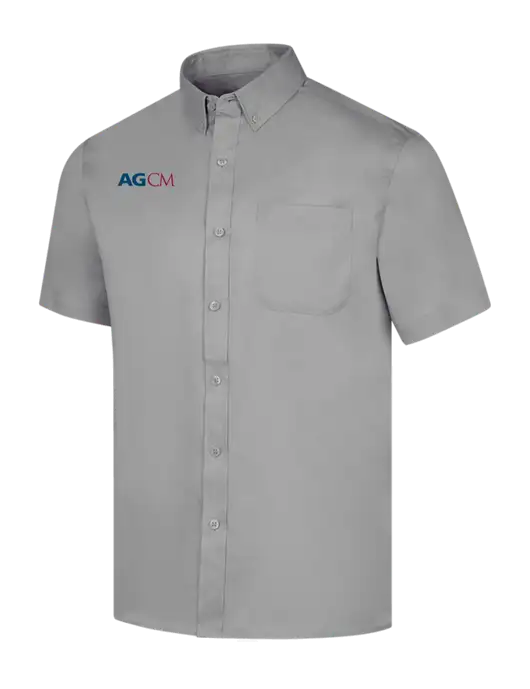 Short Sleeve Light Grey Superpro React Twill Shirt w/AG|CM Logo