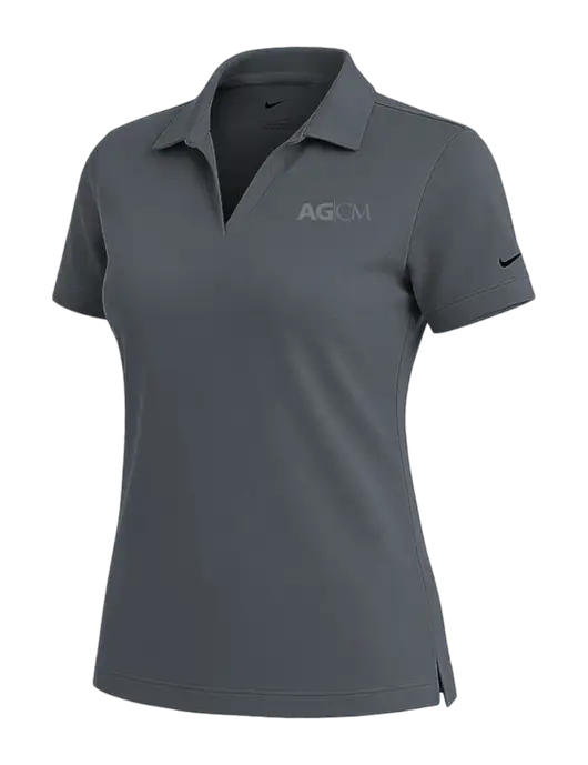 NIKE Dark Grey Womens Dri-Fit Micro Pique Polo w/AG|CM Logo