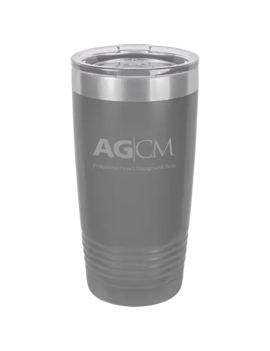 Polar Camel 20 oz Powder Coated Grey Vacuum Insulated Tumbler  w/AG|CM Logo