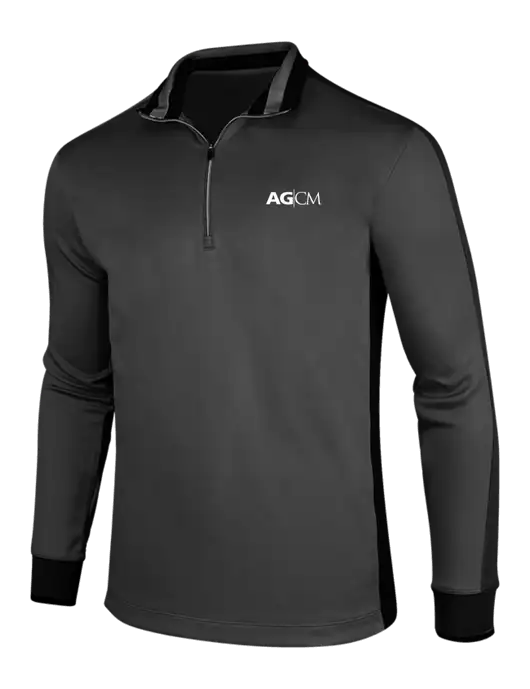 NIKE Anthracite Heather/Black Dry-Fit 1/2 Zip Cover-Up w/AG|CM Logo