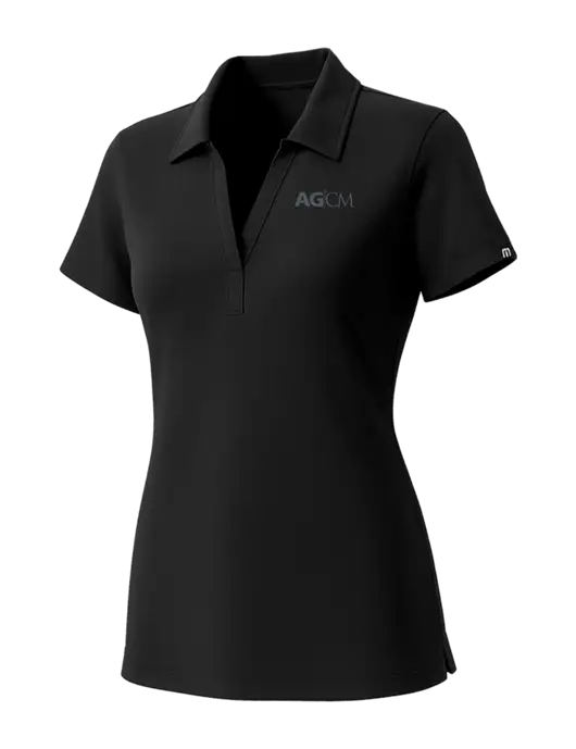 TravisMathew Womens Black Glenview Solid Polo w/AG|CM Logo