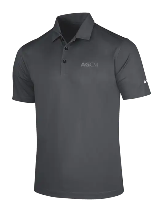 NIKE Dark Grey Dri-Fit Vertical Mesh Polo w/AG|CM Logo