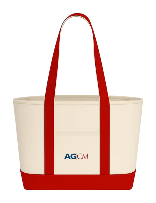 Natural/Red Large Sturdy Cotton Canvas Carryall  w/AG|CM Logo