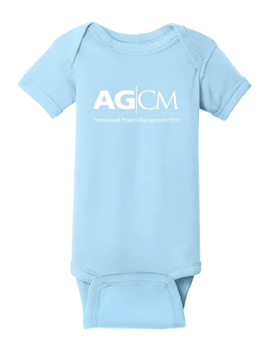 Rabbit Skins Light Blue Infant Short Sleeve Baby Rib Bodysuit w/AG|CM Logo