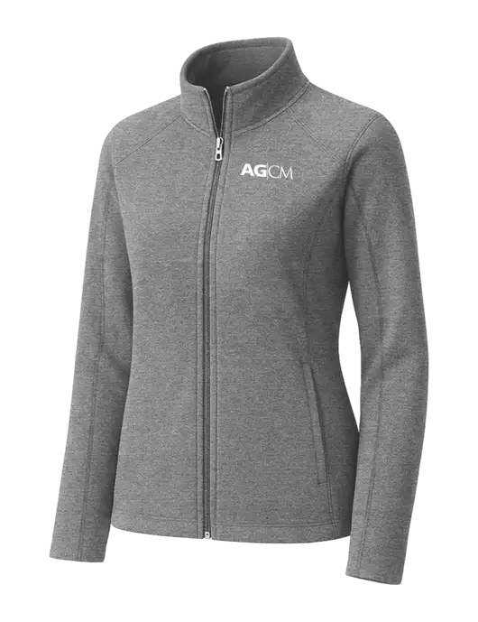 Medium Grey Womens Heather Microfleece Full-Zip Jacket w/AG|CM Logo