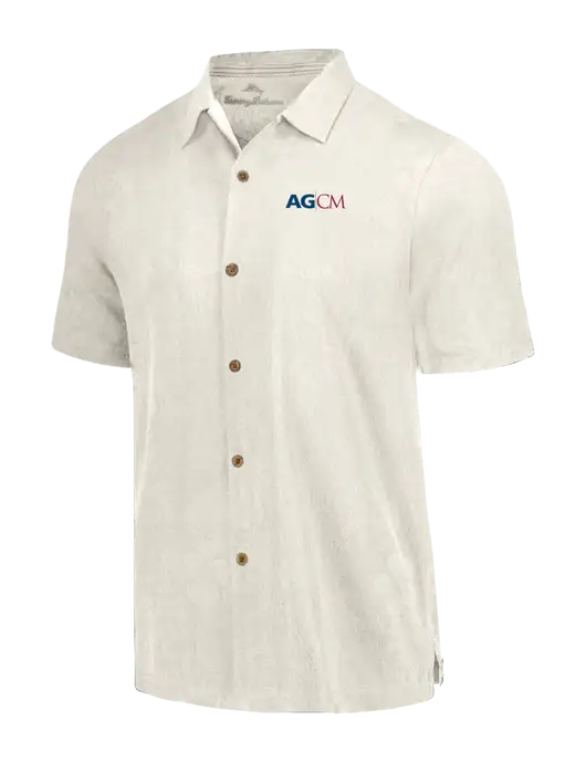 Tommy Bahama Ivory Tropic Isles Short Sleeve Shirt w/AG|CM Logo
