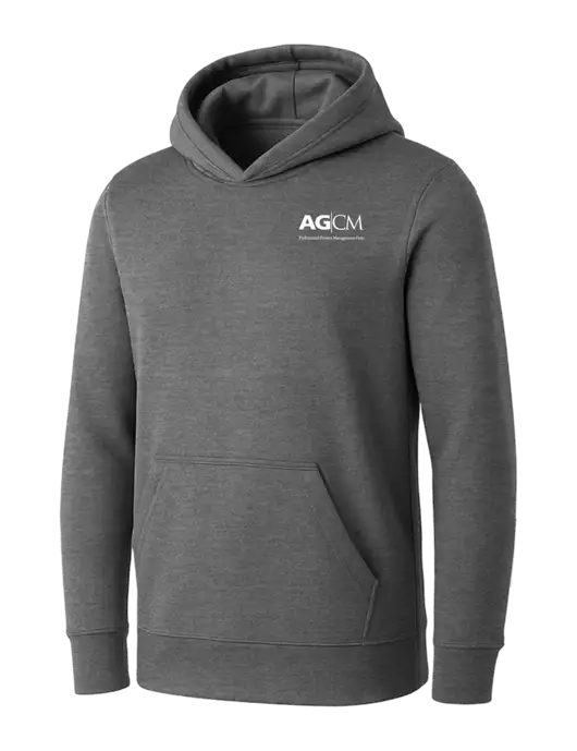 Womens Medium Grey Heather Core Fleece Pullover Hooded Sweatshirt w/AG|CM Logo