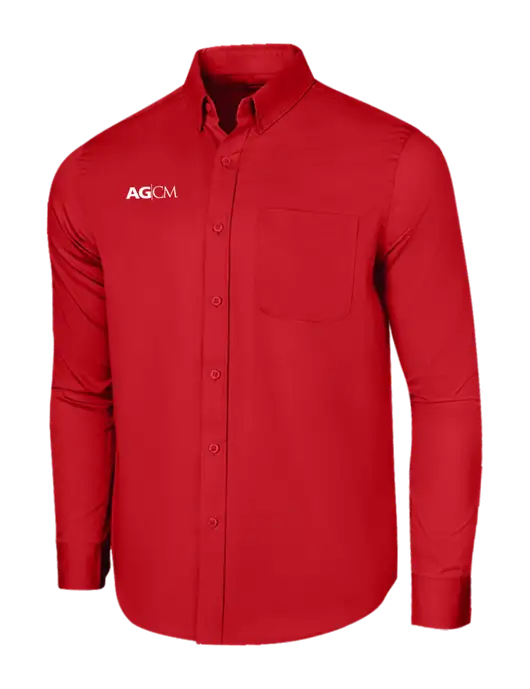 Long Sleeve Red Superpro React Twill Shirt w/AG|CM Logo