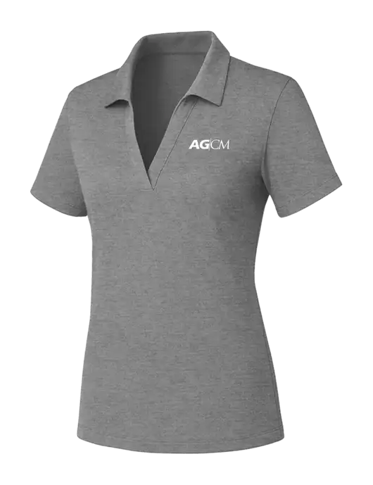 Womens Medium Grey Heather PosiCharge RacerMesh Polo w/AG|CM Logo