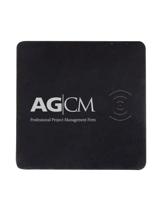 Black Laserable Leatherette Phone Charging Mat w/AG|CM Logo