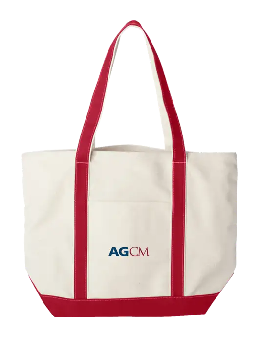 Extra Large Natural/Red Sturdy Canvas Carryall w/AG|CM Logo