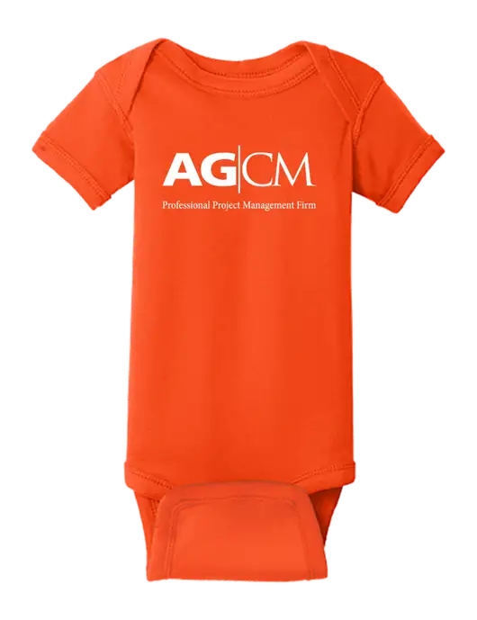Rabbit Skins Orange Infant Short Sleeve Baby Rib Bodysuit w/AG|CM Logo