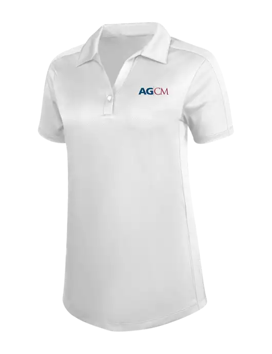 Womens White Diamond Jacquard Polo w/AG|CM Logo