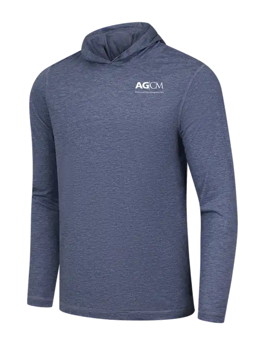 Luxury Active Navy Heather Lightweight Tri-Blend Wicking Long Sleeve Hoodie w/AG|CM Logo