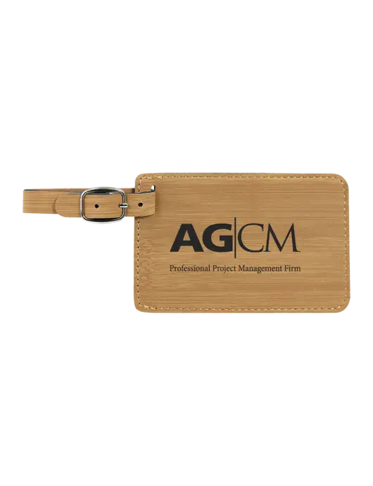 Bamboo Leatherette Luggage Tag w/AG|CM Logo