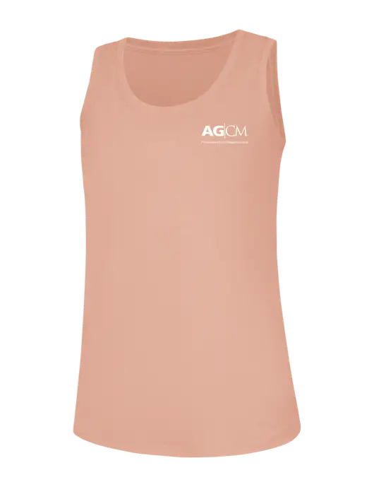 Womens Peach Coral Heather Perfect Tri Racerback Tank w/AG|CM Logo
