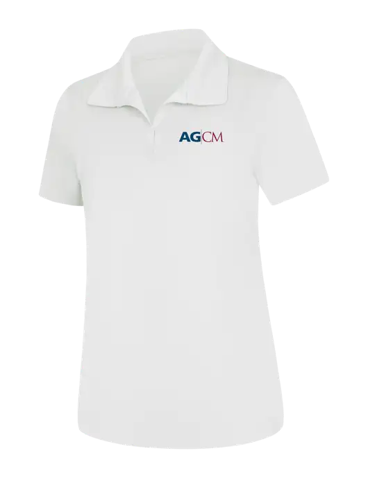 Womens White Micropique Sport-Wick Polo w/AG|CM Logo