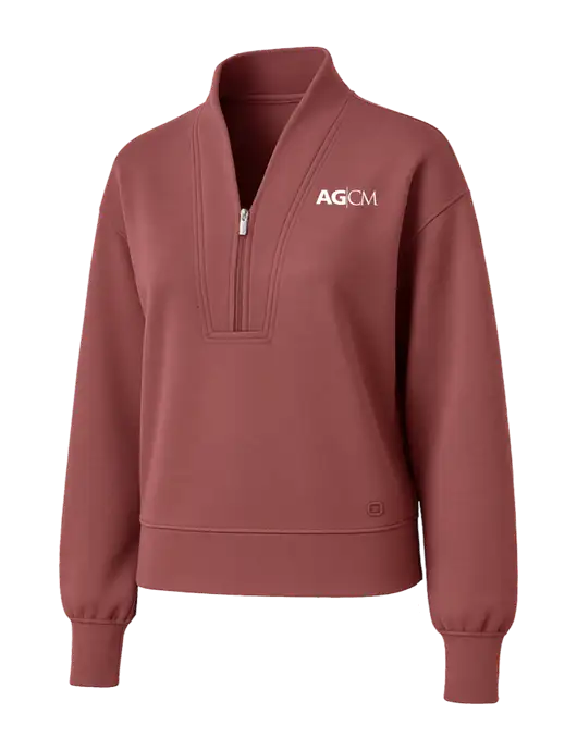 OGIO Womens Soft Maroon Transcend 1/4-Zip w/AG|CM Logo