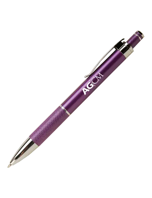 Diamond Etched Purple Pen - Black Ink w/AG|CM Logo