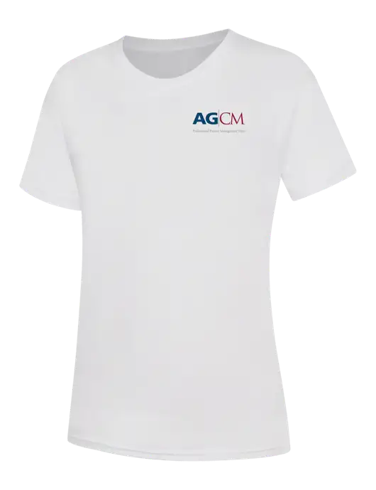 Womens White Core Blend Tee w/AG|CM Logo
