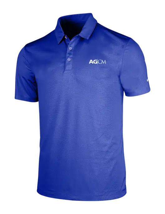 NIKE Dark Royal Dri-Fit Embossed Tri-Blade Polo w/AG|CM Logo