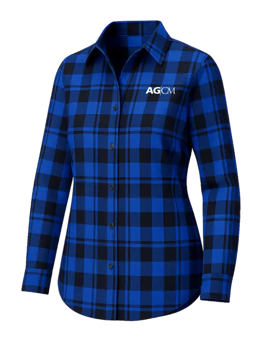 Womens Royal/Black Plaid Flannel Tunic w/AG|CM Logo
