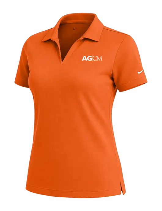 NIKE Orange Womens Dri-Fit Micro Pique Polo w/AG|CM Logo
