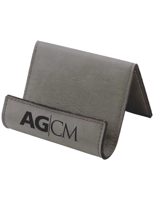 Grey Leatherette Card & Phone Holder w/AG|CM Logo