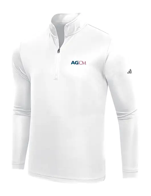 Adidas White  Lightweight Quarter Zip Pullover w/AG|CM Logo