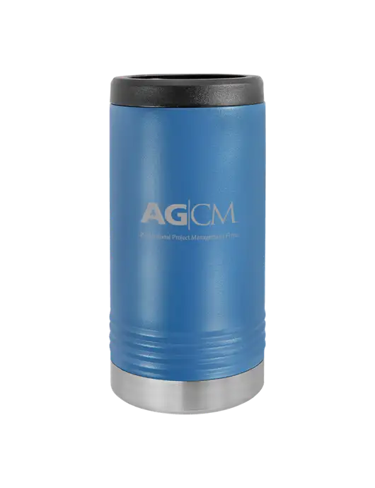 Polar Camel Powder Coated Royal Blue Vacuum Insulated Slim Beverage Holder w/AG|CM Logo