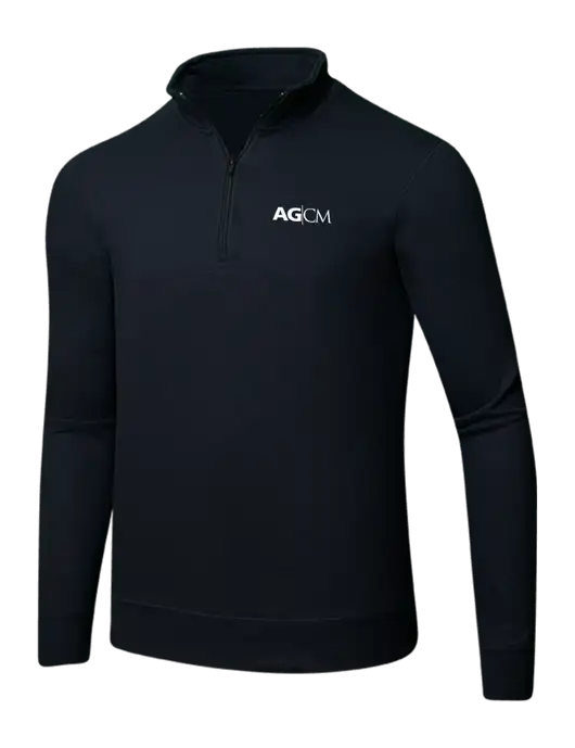 Jet Black 8.5 oz Ring Spun 1/4 Zip Pullover Sweatshirt w/AG|CM Logo