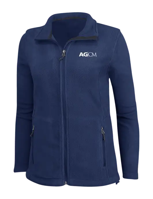 Womens Navy Fleece Jacket w/AG|CM Logo