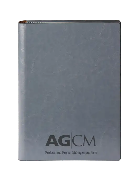 Fabrizio Grey 7 x 9.625 Padfolio & Notepad w/AG|CM Logo