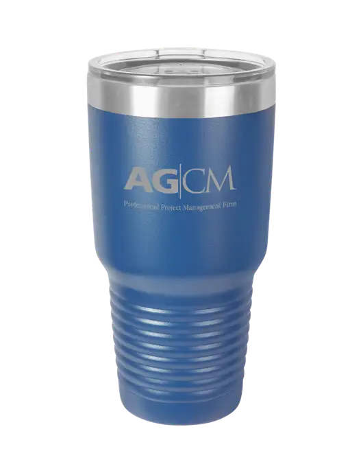 Polar Camel 30 oz Powder Coated Royal Vacuum Insulated Tumbler w/AG|CM Logo