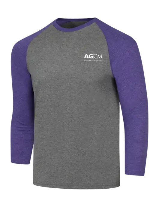 Simply Soft 3/4 Sleeve Purple Frost/Grey Frost Ring Spun Cotton T-Shirt w/AG|CM Logo